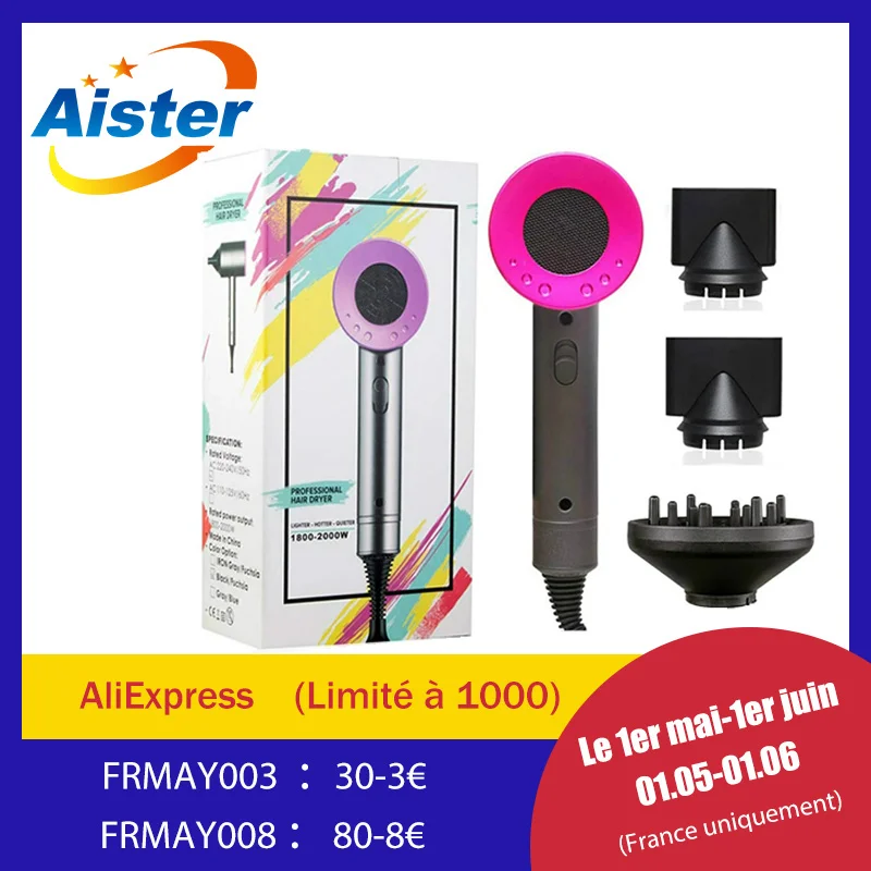 Secador de pelo profesional de 2000W, aire caliente y aire frío, martillo iónico negativo, soplador de cabello eléctrico seco