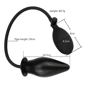 Inflatable Anal Plug Soft Black Pump Up Air-filled Silicone Butt Plug Anal Dilator Anus Massager Sex Toy for Men Woman Gay 3