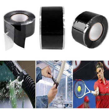 

3m*2.5cm Silicone Waterproof Performance Repair Tape Bonding Rescue Self Fusing Wire Hose Black Transparent Film Tape Duct Tape
