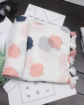

KYQIAO Designer hijab scarf luxury brand women winter scarf 2020 Long pink dots print scarf cape shawl muffler