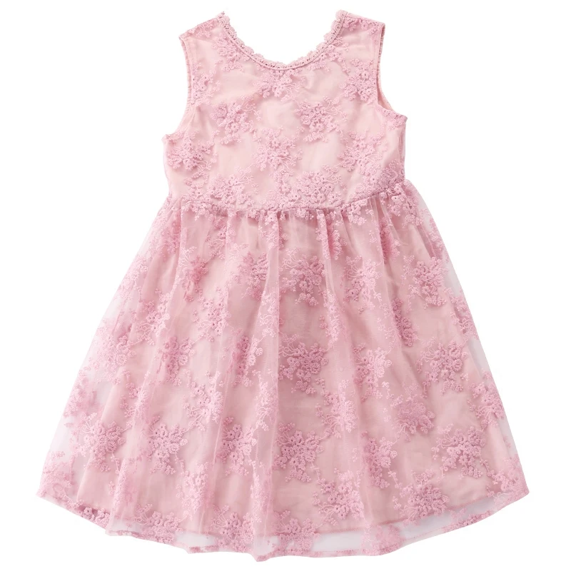Новое летнее кружевное платье в Корейском стиле для девочек детское элегантное вечернее платье цельная детская одежда без рукавов с цветочным рисунком
