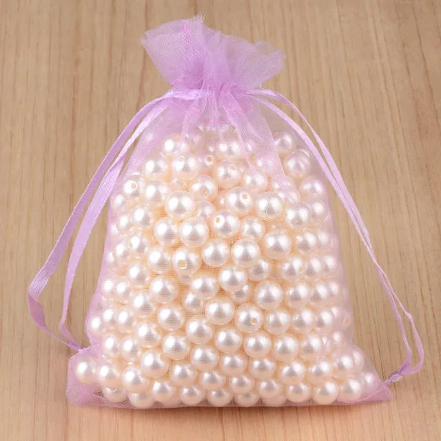 100pcs 24 Colors Jewelry Packaging Bag 5*7 7*9 9*12 10*15cm Organza Bags Gift Storage Wedding Drawstring Pouches Wholesales 24 light purple