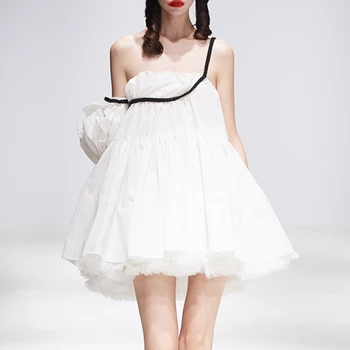 

CY summer white BOHO casual bubble dress fashion birthday evening party dress elegante strapless mini charming gril vestido