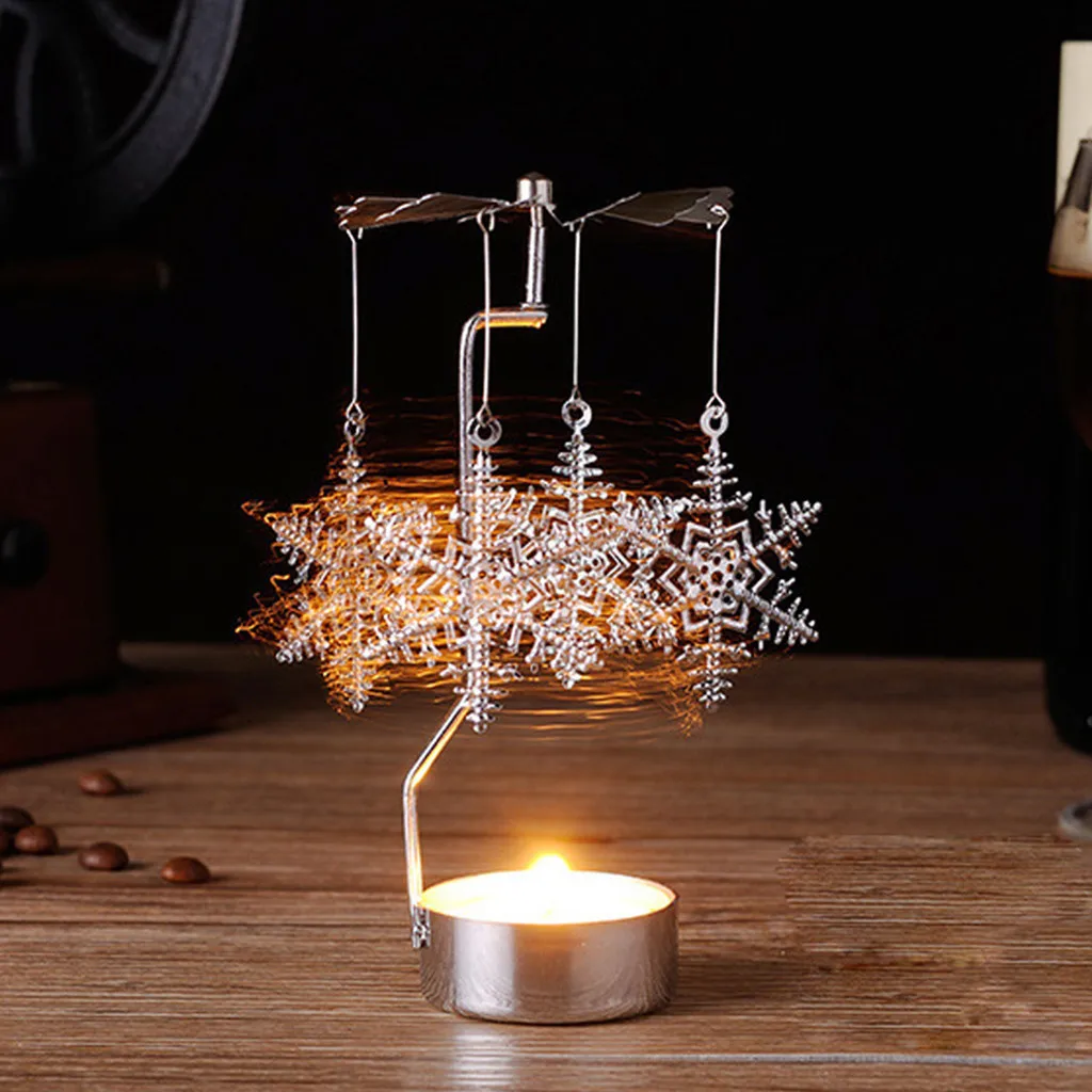 

Candle Holder Stand Hot Spinning Rotary Metal Carousel Tea Light Light Xmas Gift Christmas Decorations For Home New Year 2020