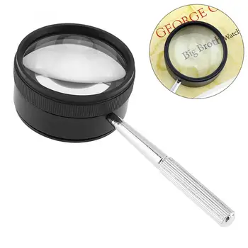 

35X 50mm Black Zinc Alloy Optical Glass Loupe Magnifier Lens Detachable with Handle for Coins / Stamps /Jewelry