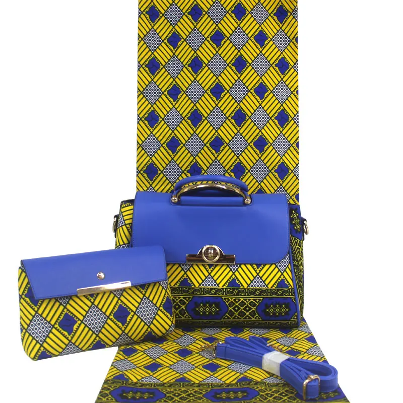 Роскошный Анкара набор африканская восковая сумка Африканский принт и сумочка Африканский воск с сумочкой h180513 - Цвет: 27