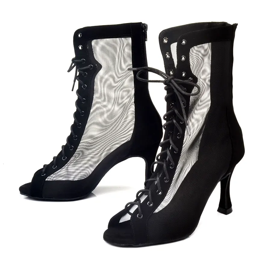 Женская танцевальная обувь Ladingwu черного цвета в классическом стиле; женская обувь для латинских танцев на металлическом каблуке 8,5 см; Обувь для бальных танцев; обувь для сальсы