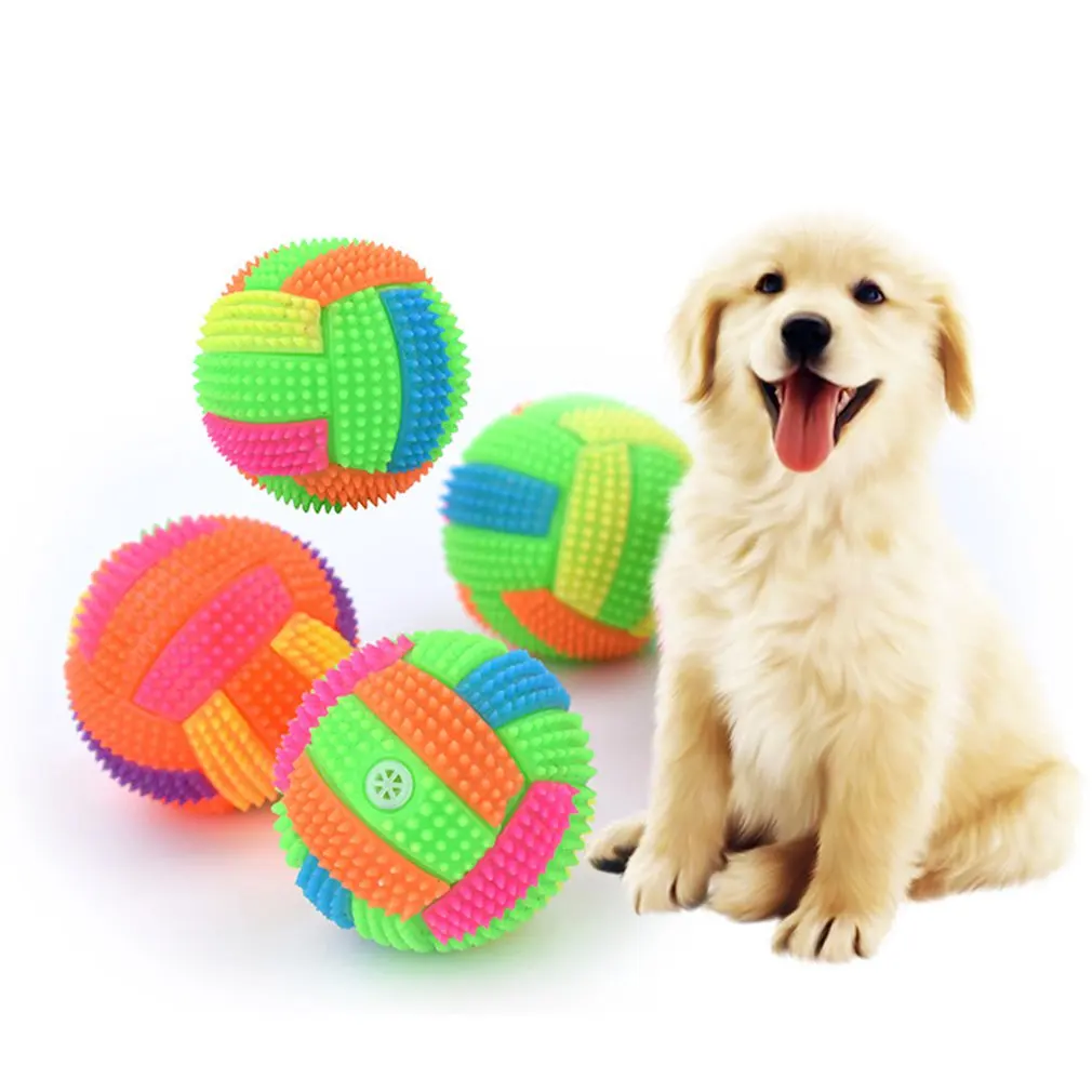 Pet Toys Flashing Bouncy Volleyball Ball LED Light Hedgehog Bouncing Dog Resistance To Bite Chew Training Toy | Дом и сад