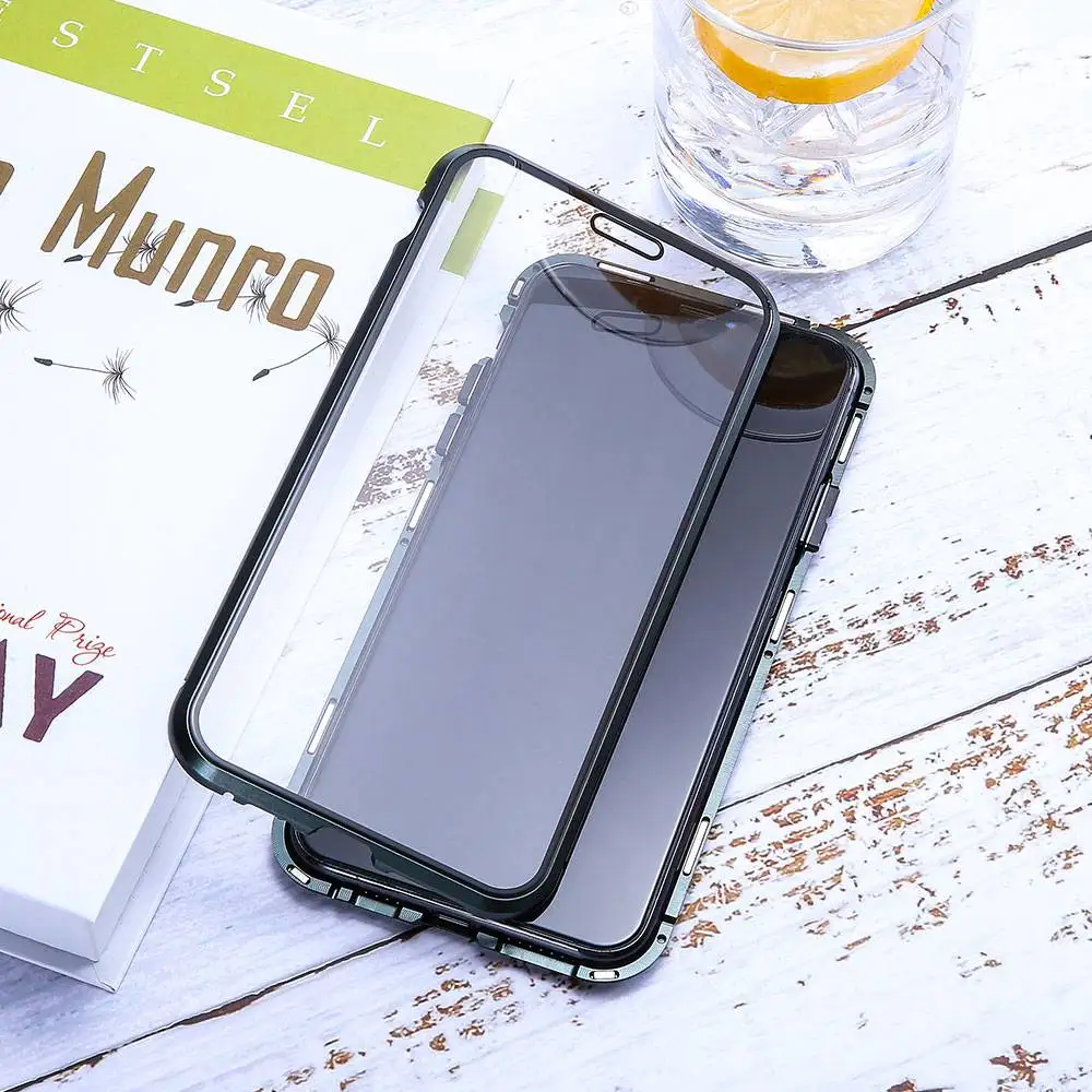 KISSCASE металлический магнитный чехол для iPhone 11 11 11 Pro Max чехол темно-зеленый Стекло магнит чехол Крышка