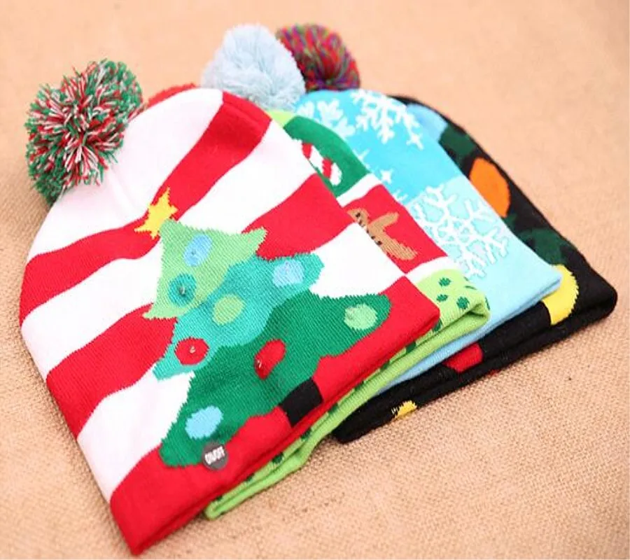 

NEW 1Pc Christmas Hat Led Light Knitted Hats Gifts Cap For Children Tree Hanging Ornament New Year Party Decoration