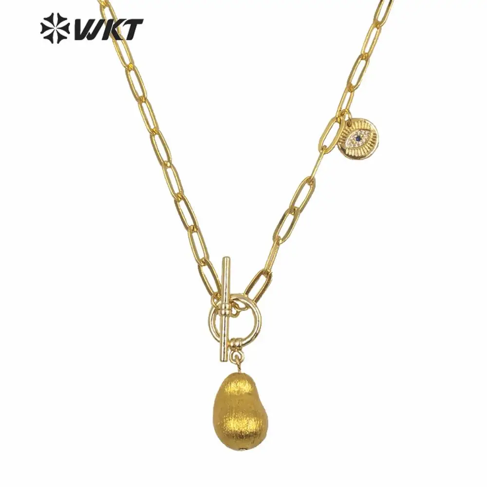 

WT-JN129 WKT Wholesale Natural Freshwater Baroque Pearl Pendant Necklace Women Fashion Gold Brass Chain Casual Decorative