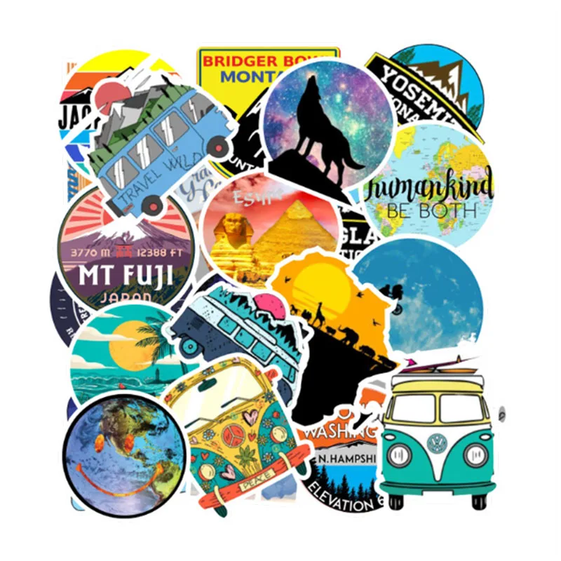 

100PCS Camping Travel Stickers Wilderness Adventure Outdoor Landscape Waterproof Decal Sticker To DIY Laptop Suitcase Motor Car