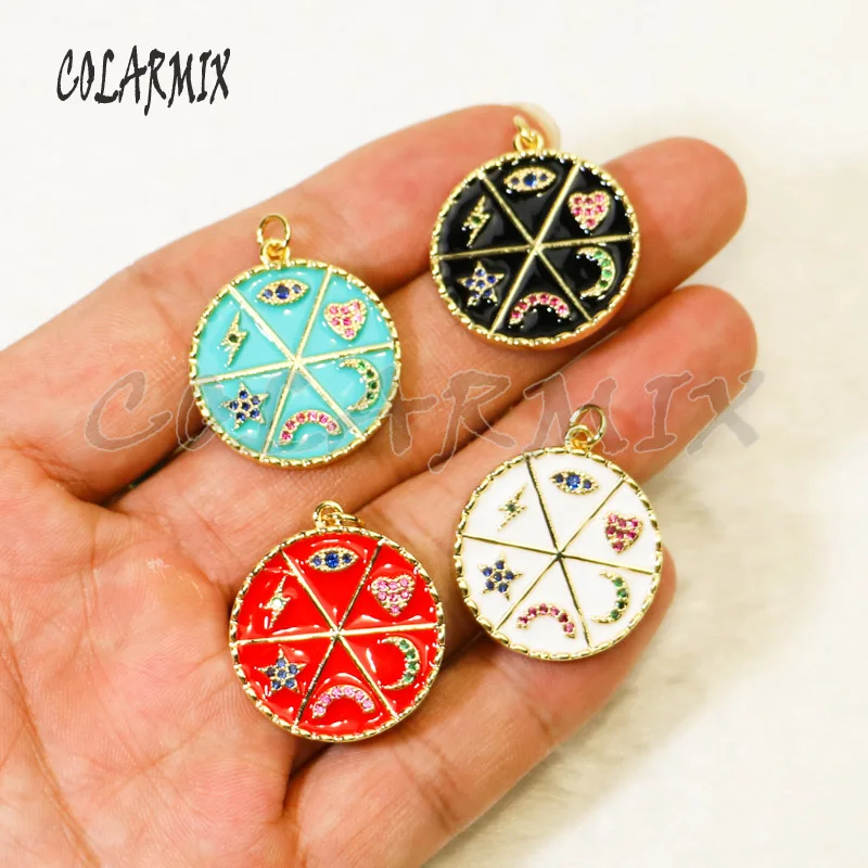 10 strands Astrology pendants necklace Enamel charm necklace crystal rainbow pendants necklace accessories for women 5958