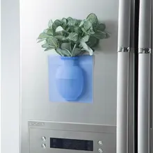 Креативная Волшебная силиконовая ваза на присоске, настенная мягкая ваза для ванной комнаты, настенная ваза для холодильника