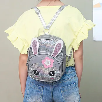 

New children's small backpack mini flashing sequins backpack fashion wild bag cute bunny ears bag kids backpacks kindergarte
