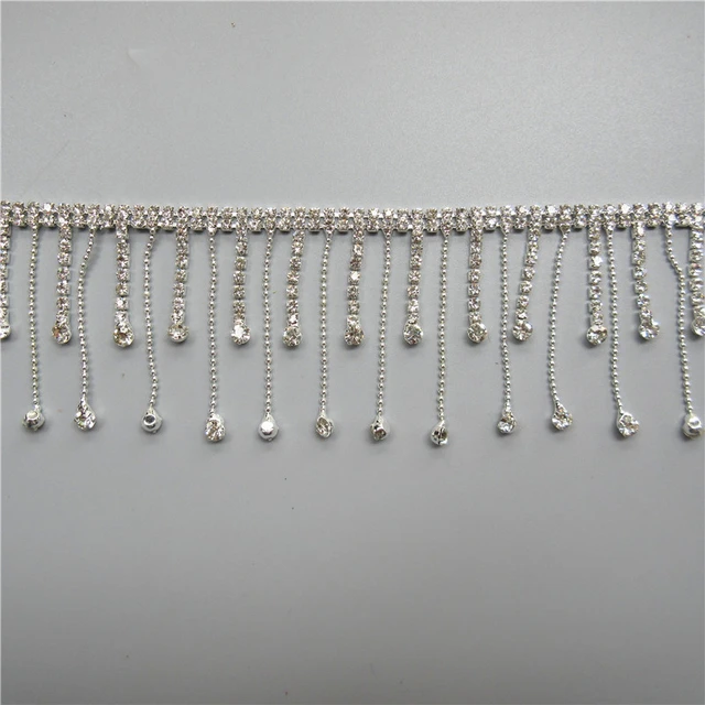 Rhinestone Fringe Trim Yard  Crystal Rhinestone Chain Trimming -  50cm/piece - Aliexpress