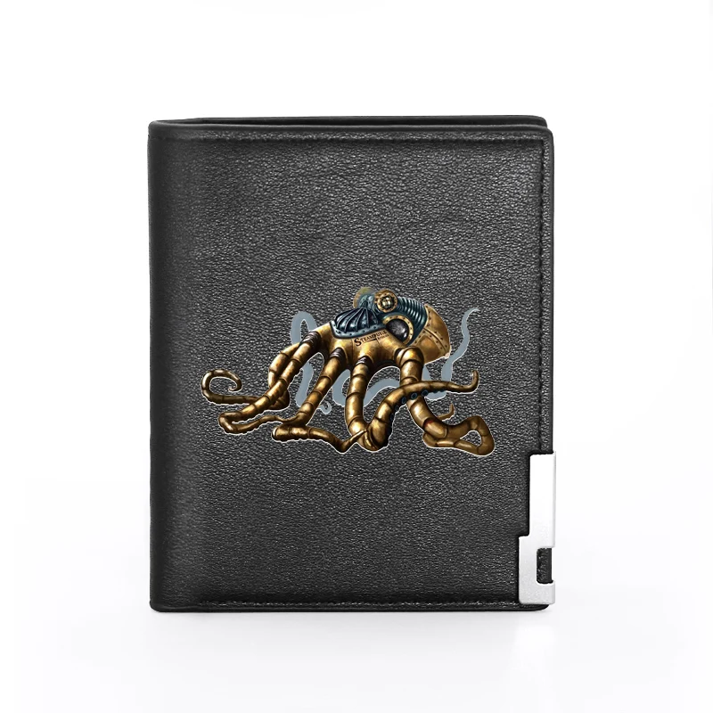 

Punk Style Octopus Leather Wallet Steampunk Men Women Billfold Slim Credit Card/ID Holders Money Bag Standard Short Purses