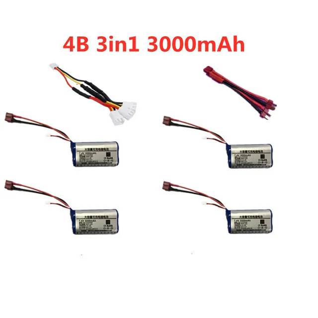 WL916 RC Boat Spare Parts Battery 7.4V 1500mAh /3000mAh/ 3 in 1 line