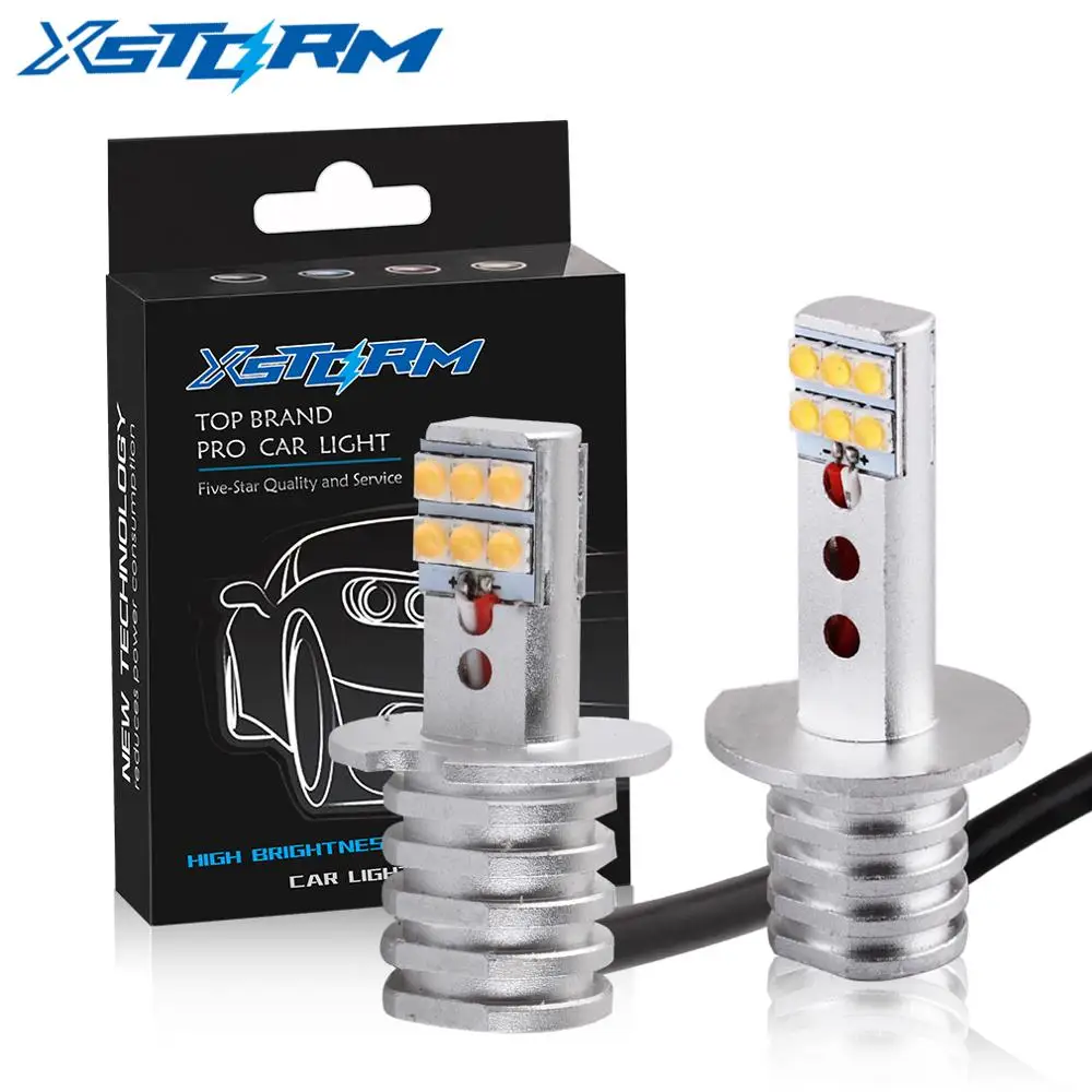 

2Pcs H1 H3 LED Bulb Super Bright 12SMD Chipa Car Fog Lights 12V 24V 6000K White Driving Lamp Auto