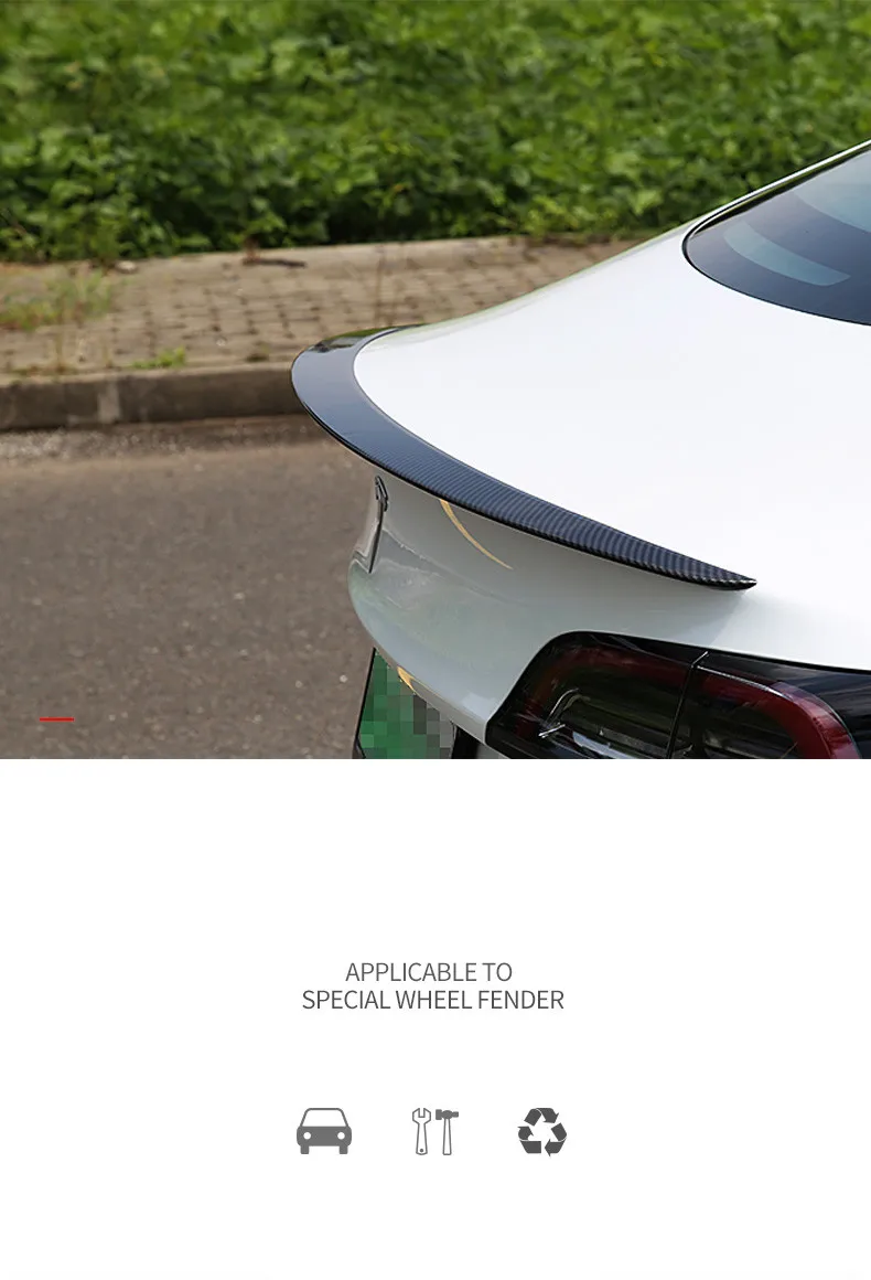 For Tesla Model 3 2017-2020 2021 Rear Trunk Lip Carbon Fiber ABS Wing Spoiler Car Styling Rear Trunk Spoiler Model 3 Accessories hood deflector
