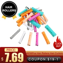 48/56Pcs Hair Rollers Hair Curlers Hair Perm Rods with Lid Hair Curlers Curly Hair Tool Twist DIY Hair Style Tool 80mm Length
