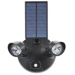 Двойной Точечный светильник, двойная головная лампа на солнечной батарее с датчиком движения, вращается на 360, настенный светильник