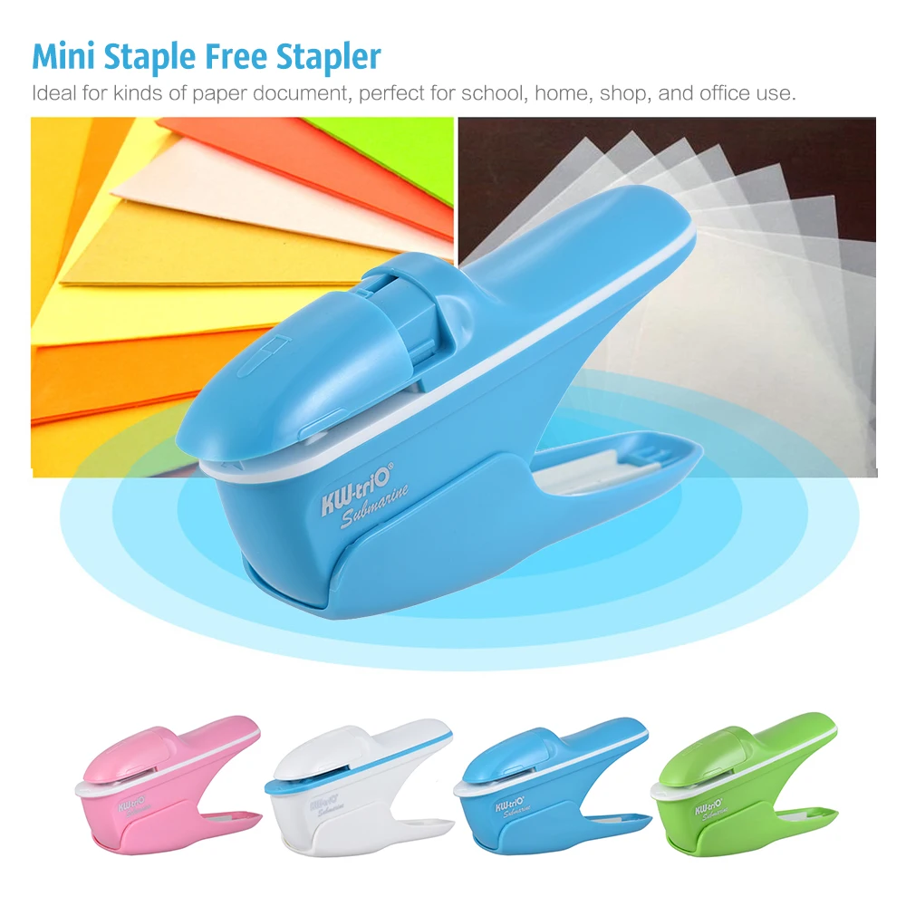 

Hand-held Mini Safe Stapler without Staples Staple Free Stapleless 7 Sheets Capacity for Paper Binding Business School Office