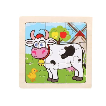 

Baby 3D Animal Assembly Puzzle Toys Children Tangram Educational Toy Kids Wooden 9 piece Learn Animals Cartoon maze Puzzle toys