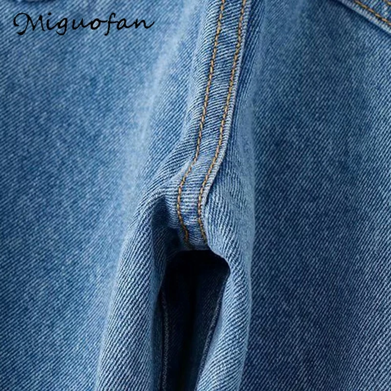 Miguofan, джинсовые штаны, высокая талия, джинсы для женщин, широкие брюки, Femme, уличная одежда, на молнии, с карманами, длинные джинсы, Осень-зима, повседневные, свободные