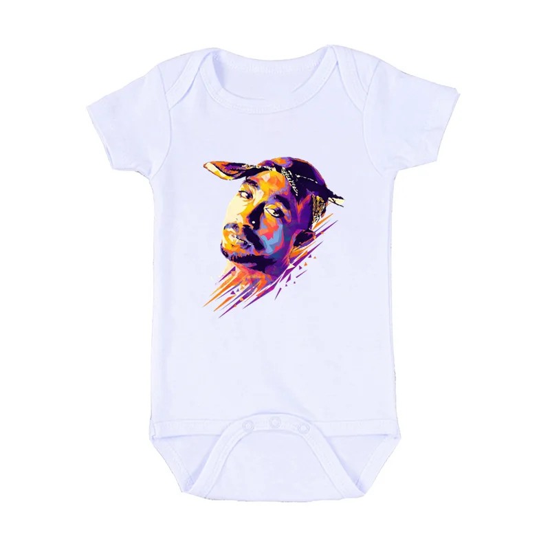 infantil bodysuits bebê tupac hip hop swag impressão manga curta macacão moda roupas meninos meninas roupas