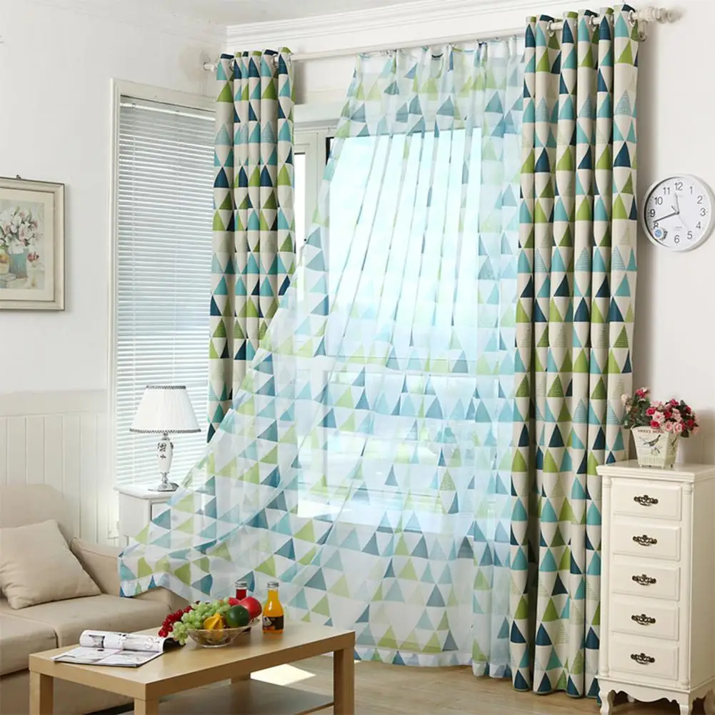 

HobbyLane 1PC Modern Geometric Trilateral Printing Window Curtain for Living Room Kitchen