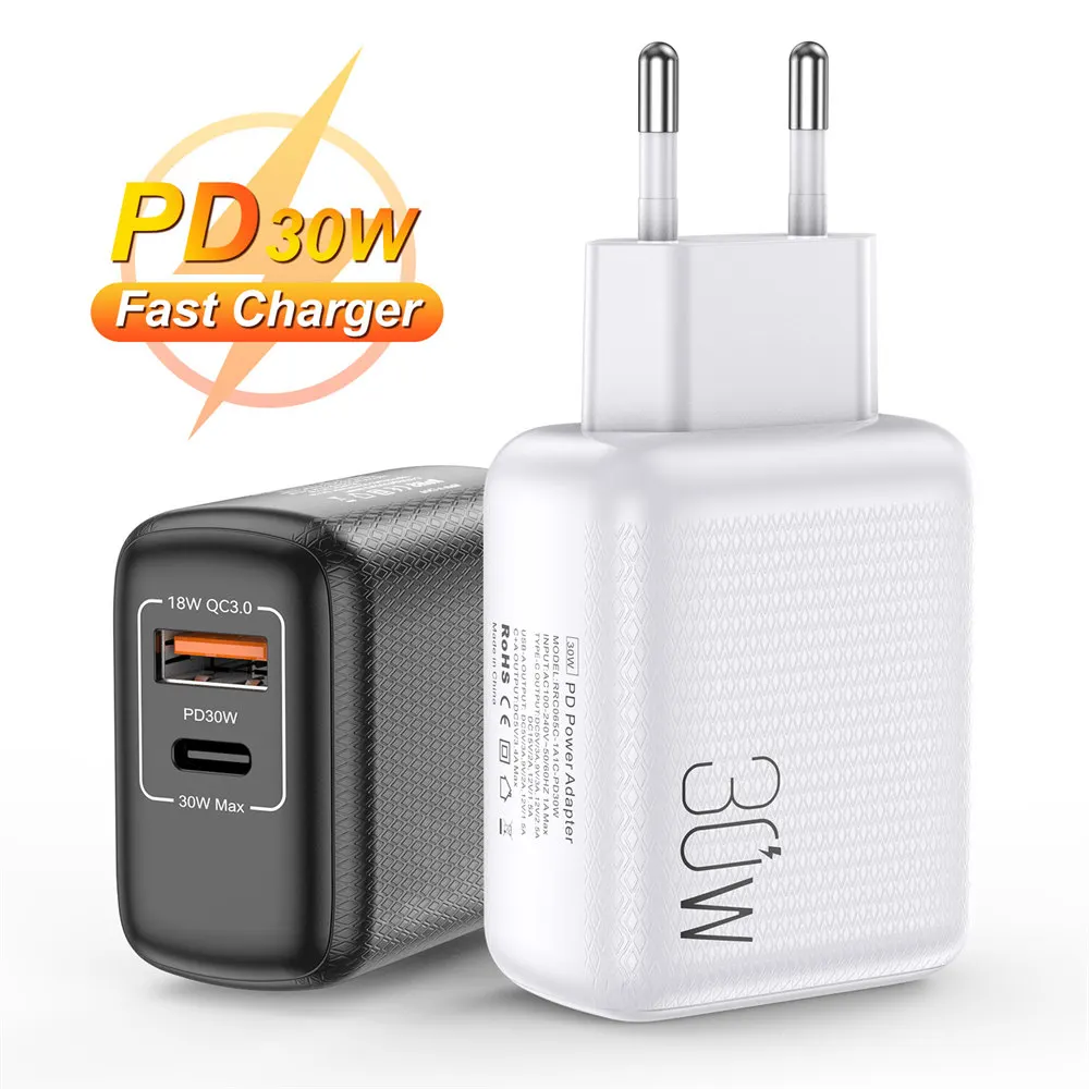 charger 65w UKGO PD 30W 2 Ports EU US UK Plug Fast Charger Adapter For iPhone 12 11 Samsung Xiaomi Huawei QC 3.0 Mobile Phone Quick Charger charger 65w