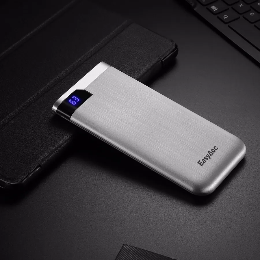 Easyacc 5V/2.1A 2 порта 10000mah ЖК дисплей внешний аккумулятор ультра тонкий портативный