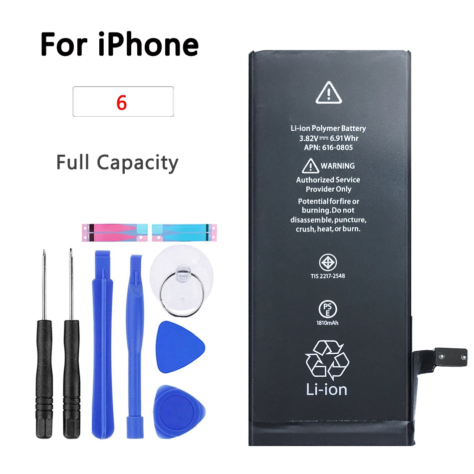 Батарея мобильного телефона для IPhone 6 6s Plus 5 батарея реальная емкость с набором инструментов для ремонта и держатель батареи