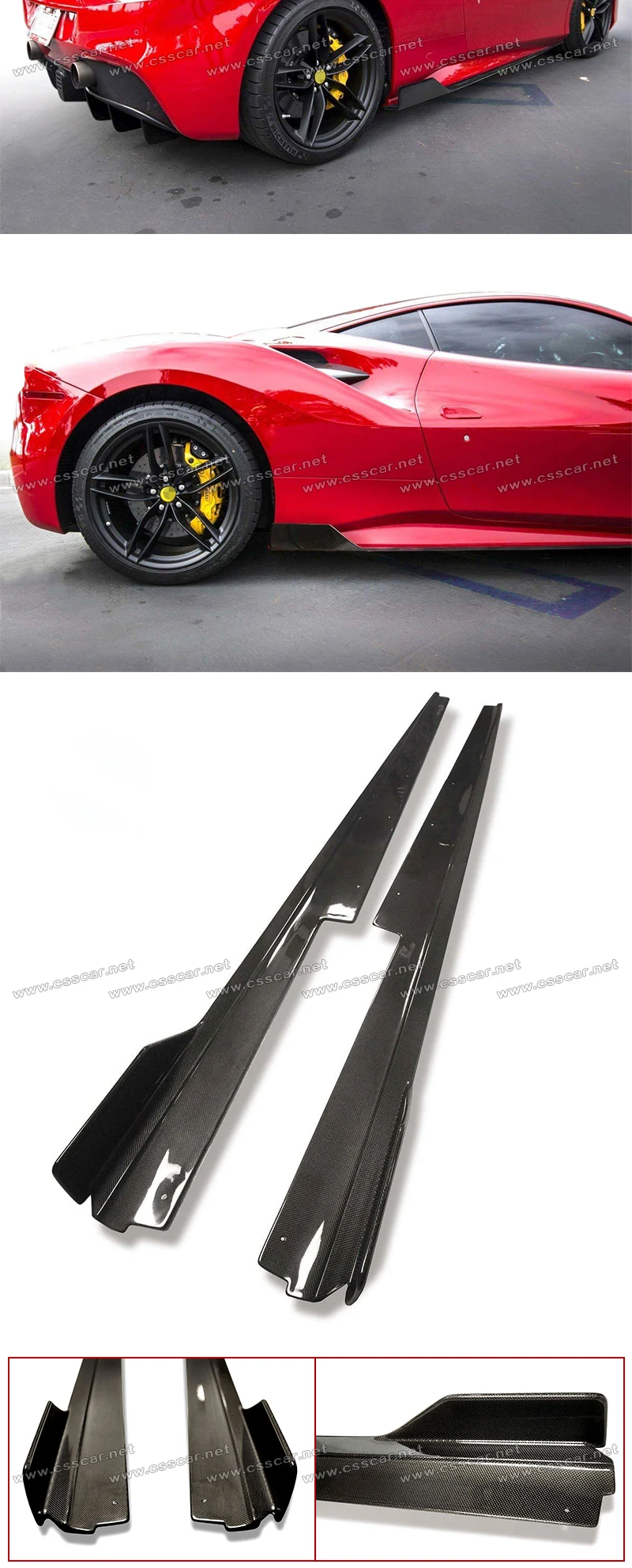 Сухой карбоновый комплект для тела, боковые юбки, нижняя часть для 15-17 Ferrari 488 GTB& Spider CSS, модификация стиля, авто аксессуары