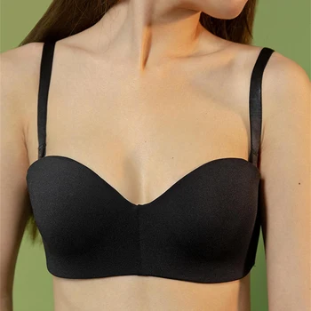 

Removable Strappy Half Cup Bra Women Sexy Bra Lingerie Brassiere Solid Color Invisible Bras For Women A / B Cup