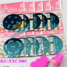 Набор шаблонов для нейл-арта, 10 пластин, маникюрный цветочный стиль, Нержавеющая штамповка для нейл-арта+ Сделай Сам штамп+ 1 скребок для красоты