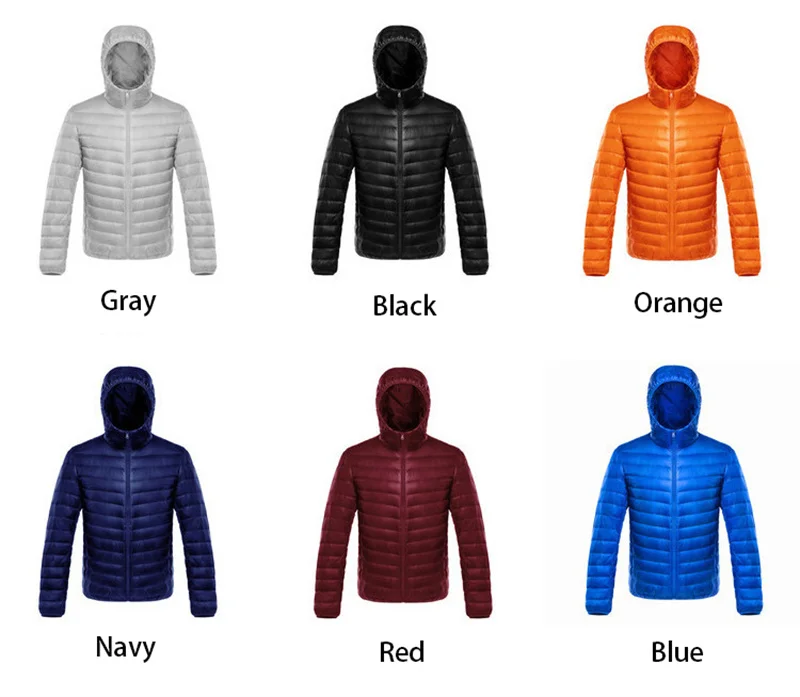 Men Autumn winter Ultra Lightweight Packable 90% Down Jacket Hooded Waterproof Windproof Down Coat Large Size Men Jackets