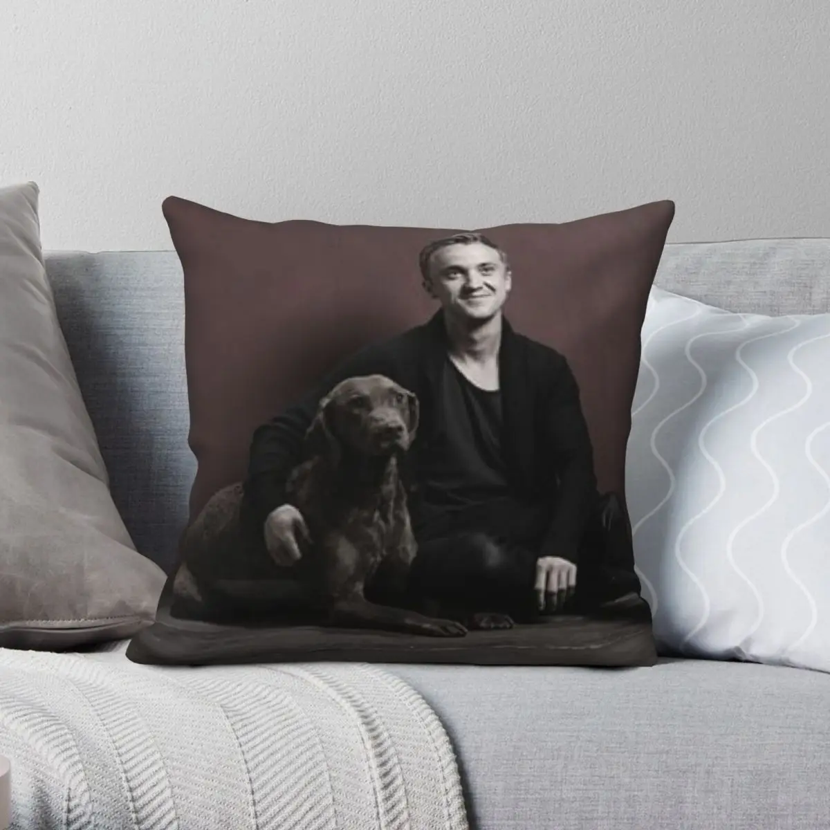 

Tom Felton Square Pillowcase Polyester Linen Velvet Creative Zip Decor Throw Pillow Case Room Cushion Case Wholesale