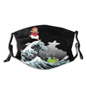 

Ponyo On The Cliff Great Wave Reusable Face Mouth Mask Unique Design With Replaceable PM2.5 Filters