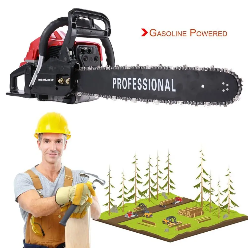 

52cc 2-Stroke 20 Inch Gasoline Powered Chainsaw For Sawing Firewood For Thinning Out Scrub Cutting Down Small Trees