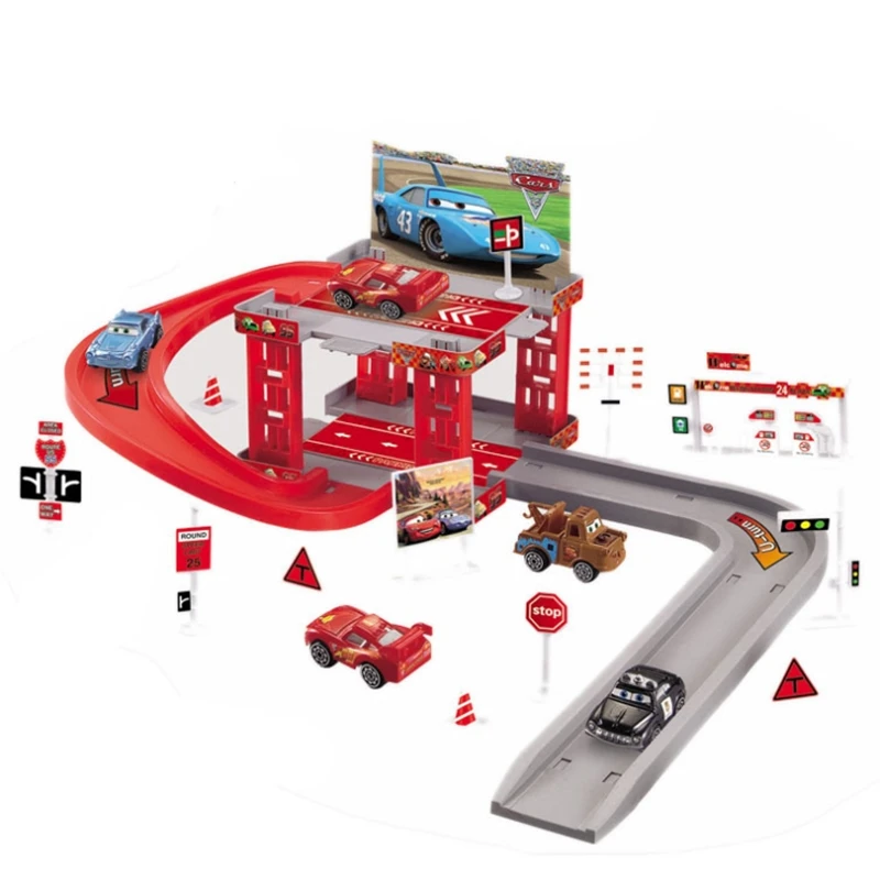 

Disney Pixar Racing 2 3 runway PVC model parking lot die-cast toy car three year old children kids birthday gift