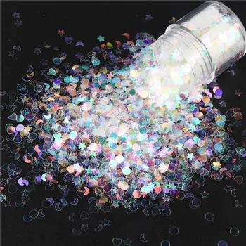 

1Jar Mixed Spangles Glitter Star Moon Heart Dots Sequins Laser Shiny Holographic Decor DIY Nail PolishTips Dazzling Paillette