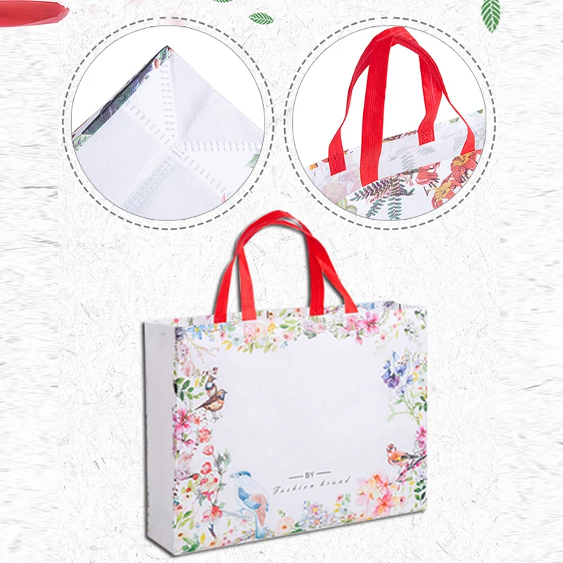 Sac de Shopping Pliable à Imprimé Floral, Grand Fourre-Tout Réutilisable pour Cuillère à soupe, Poudres de Stockage, Sacs d'Épicerie Non Tissés, pour Femme, 1 Pièce