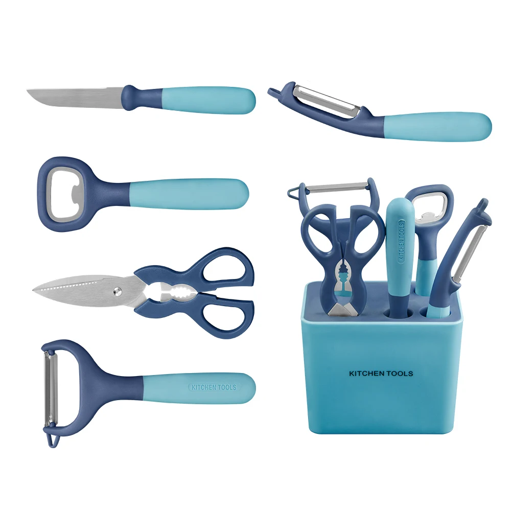 Stainless Steel + PP Kitchen Utensils Set Shear Can Openers Peeler