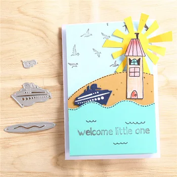 

YaMinSanNiO Yacht on The Sea Metal Cutting Dies Barge Relax for Card Making Scrapbooking Dies Embossing Cuts Stencil Craft Dies