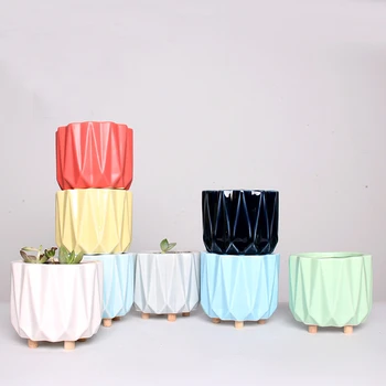 

Colorful Geometric Flower Pots Green Planters Ceramic Flower Pot Container Succulent Plants Bonsai Planter Home Desktop Decor