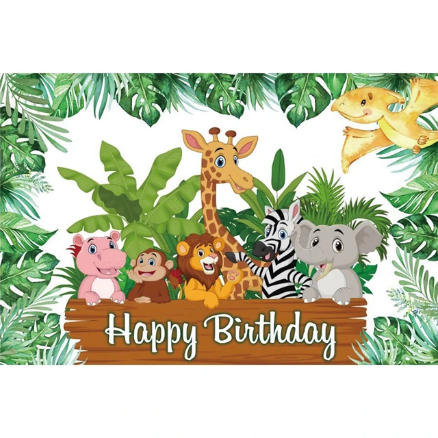 Safari 1st Birthday Backdrop Jungle Tropical Forest Wild One Animal Party Photography Newborn Baby Shower Photo Background Props NWH12548