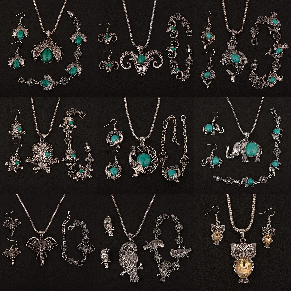 Божья коровка богемный Ювелирный Комплект для женщин массивное ожерелье браслет