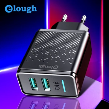 

Elough USB Charger For Phone Dual EU USB Charger block Plug 2.4A Fast charging Adapter for cargador usb charging